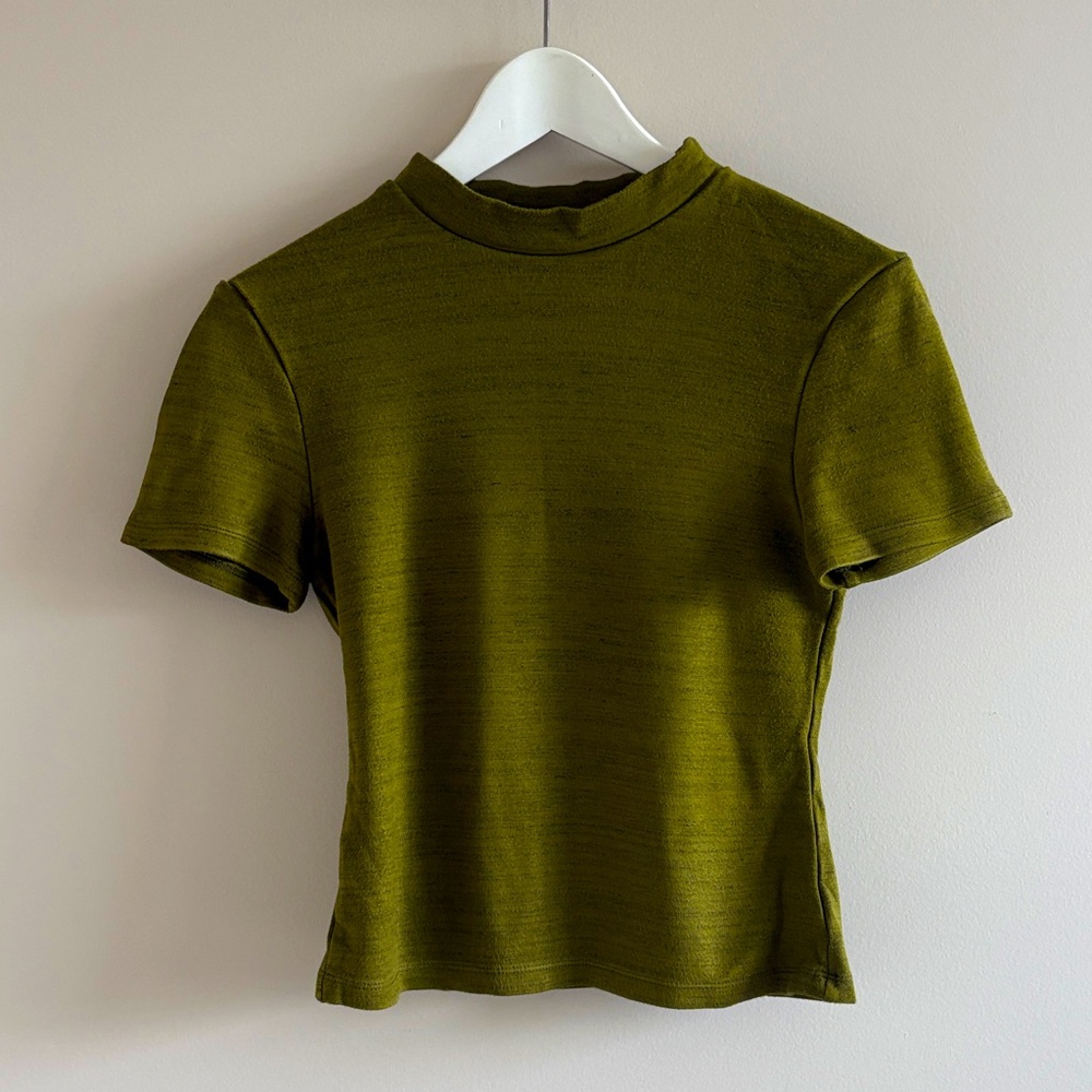 American Apparel mock neck spandex t shirt